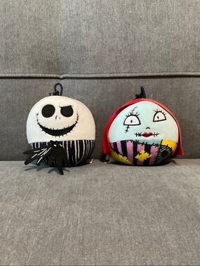 Disney The Nightmare Before Christmas Sally and Jack Keychain Plush 5”